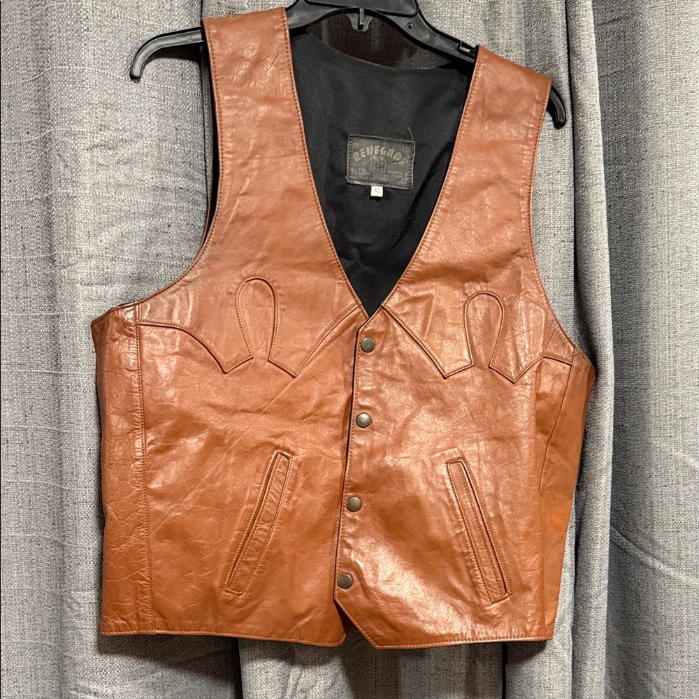 Genuine Leather Men's Tan Vest
